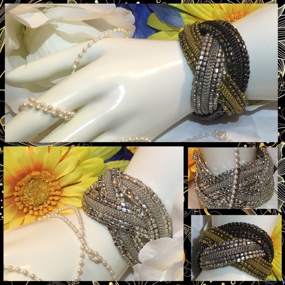 Amanda Blu Jewelry - Elegant Couture Kashmiri Braided Steel Cuff Bangle